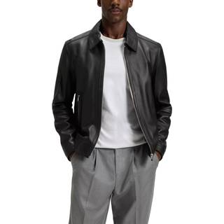 BOSS Black Herren Lederjacke schwarz unifarben