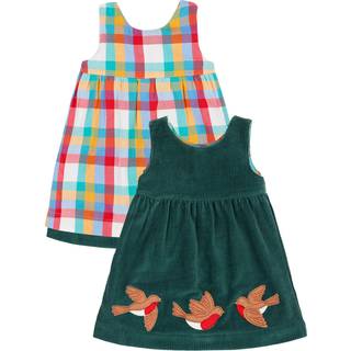 Frugi Frugi Blå Julekjole med Vendbar Blomsterprint - 104-110cm (4-5 år)