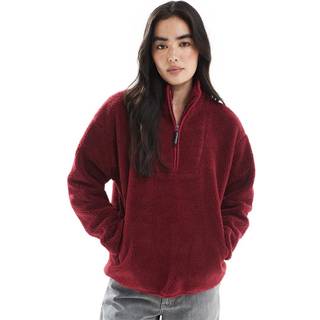 South Beach South Beach Burgundy Borg Quarter Zip Jacket