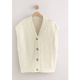 Next Ecru Chunky Open Knit Button Through Tank