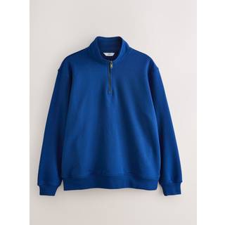 Next Ink Blue Quarter Zip Cotton Rich Jersey Sweatshirt