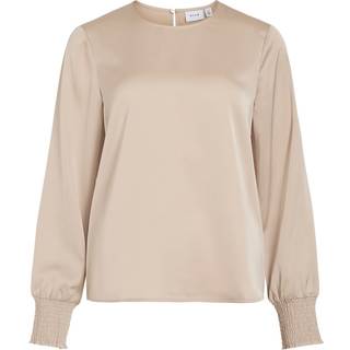 Viellette Rund Udskæring Top Med Lange Ærmer