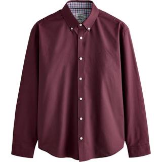 Next Burgundy Red Stretch Oxford Long Sleeve Shirt - xxxxlarge