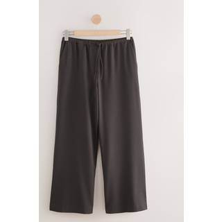 Next Chocolate Brown Drawstring Waist Tie Front Wide Leg Trousers