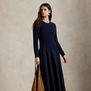 Polo Ralph Lauren Cotton and wool-blend maxi dress - blue - XXS