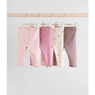 Next Pink/Brown/Heart Baby Leggings 4 Pack (0mths-2yrs)