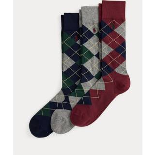 Polo Ralph Lauren Polo Ralph Lauren Red Argle Pattern Crew Ankle Socks 3 Pack