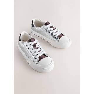Next Silver Snake Print Lace-Up Low Top Trainers