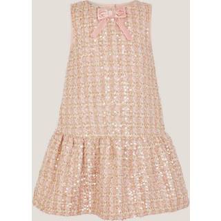 Monsoon Monsoon Pink Tweed Bow Sleeveless Pinafore Dress - 3-4 Yrs