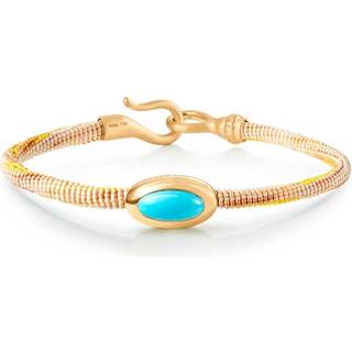 OLE LYNGGAARD COPENHAGEN Life armbånd, håndknyttet reb, Golden. Turkis fatning i 18 karat rødguld