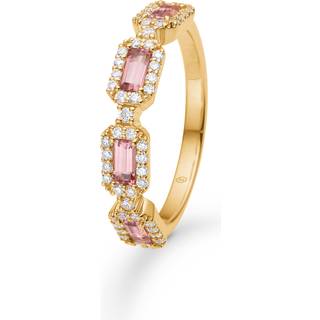 Mads Z Indigo ring i 14 karat guld med pink turmalin og brillant - Str. 58