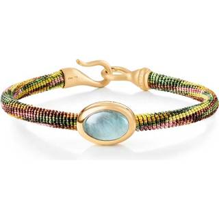 OLE LYNGGAARD COPENHAGEN Life armbånd, håndknyttet reb, Plum. Akvamarin fatning i 18 karat rødguld, 6 mm