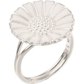 Lund Copenhagen Marguerit Ring sølv med hvid emalje, 18 mm - Str. 50
