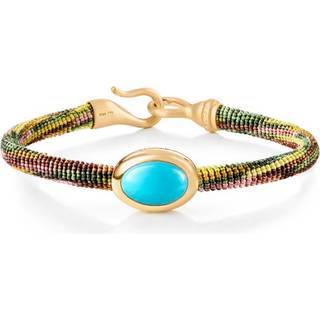 OLE LYNGGAARD COPENHAGEN Life armbånd, håndknyttet reb, Plum. Turkis fatning i 18 karat rødguld, 6 mm