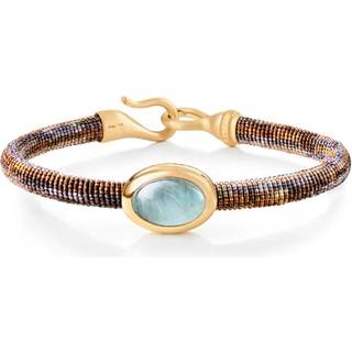 OLE LYNGGAARD COPENHAGEN Life armbånd, håndknyttet reb, Velvet. Akvamarin fatning i 18 karat rødguld, 6 mm