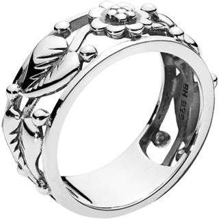 Lund Copenhagen sølv ring med blomst og blade - Str. 56