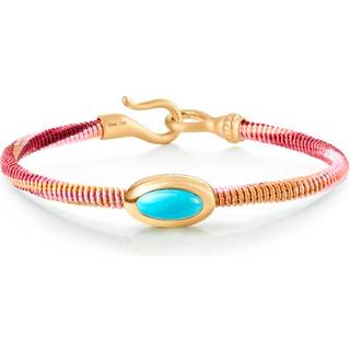 OLE LYNGGAARD COPENHAGEN Life armbånd, håndknyttet reb, Berry. Turkis fatning i 18 karat rødguld