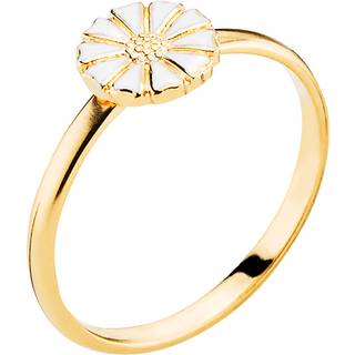 Lund Copenhagen Marguerit Ring forgyldt med hvid emalje, 7,5 mm - Str. 52