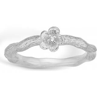 Blossom sølv mat børstet ring med blomst rhod. med cz - Str. 60