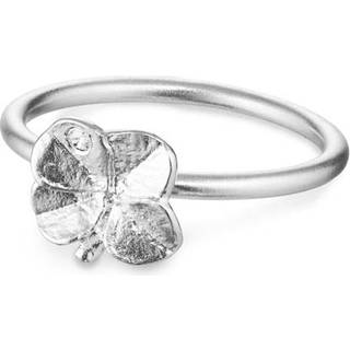 Flora Danica Firkløver ring i sølv med kubisk zirkonia - Str. 56