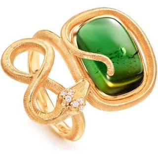 OLE LYNGGAARD COPENHAGEN Snakes Ring i 18 kt. guld med grøn turmalin og 6 brillanter - Str. 52