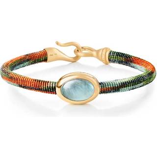 OLE LYNGGAARD COPENHAGEN Life armbånd, håndknyttet reb, Tropic. Akvamarin fatning i 18 karat rødguld, 6 mm