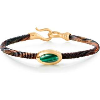 OLE LYNGGAARD COPENHAGEN Life armbånd, håndknyttet reb, Maroon. Malakit fatning i 18 karat rødguld