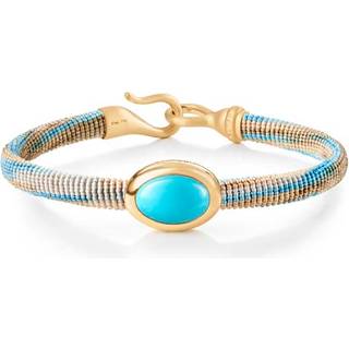 OLE LYNGGAARD COPENHAGEN Life armbånd, håndknyttet reb, Cornflower. Turkis fatning i 18 karat rødguld, 6 mm