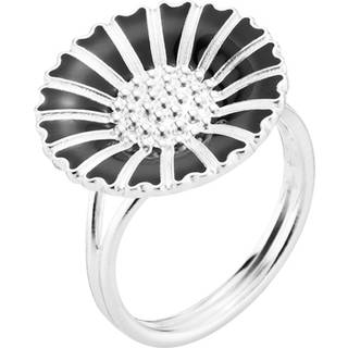 Lund Copenhagen Marguerit Ring sølv med sort emalje, 18 mm - Str. 58
