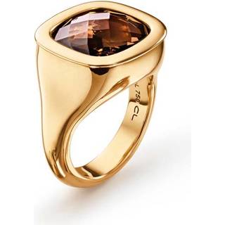OLE LYNGGAARD COPENHAGEN OL Ring Cushion 18 karat yellow gold, smoky quartz 12x13mm, polished - Str. 62