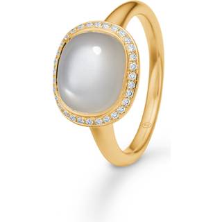 Mads Z m ring  i 18 karat guld med hvid månesten og diamant - Str. 56