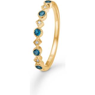 Mads Z Poetry ring i 14 karat guld med london blue topas og brillant - Str. 60