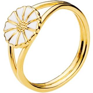Lund Copenhagen Marguerit Ring forgyldt med hvid emalje, 9 mm - Str. 52