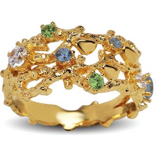 Blossom Copenhagen Radiance Reef ring i forgyldt med grøn, blå, hvid med cubic zirkonia - Str. 59
