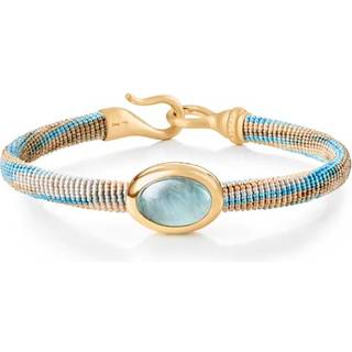 OLE LYNGGAARD COPENHAGEN Life armbånd, håndknyttet reb, Cornflower. Akvamarin fatning i 18 karat rødguld, 6 mm