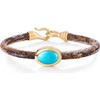 OLE LYNGGAARD COPENHAGEN Life armbånd, håndknyttet reb, Velvet. Turkis fatning i 18 karat rødguld, 6 mm