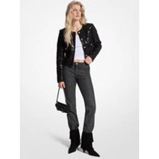 MK Sequined Tweed Cropped Jacket - Black - Michael Kors - EU 36