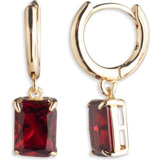 Lauren Ralph Lauren Lauren Ralph Lauren Gold Gold Tone12mm Huggie Earrings with Red Crystal Drop
