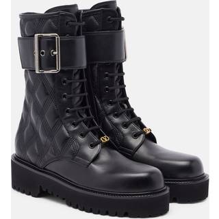 Valentino Garavani Quiltie 67 leather combat boots - black - EU 41.5