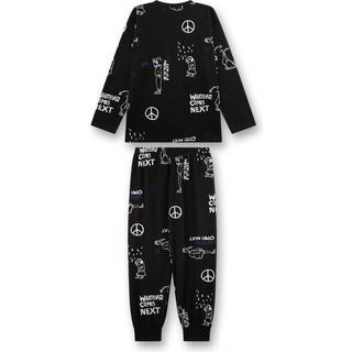 Sanetta Kid's Pyjama Long AOP 245916 Pyjamas Børn størrelse 128 farve sort
