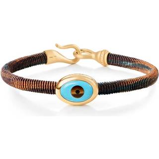 OLE LYNGGAARD COPENHAGEN Life armbånd, håndknyttet reb, Maroon. Evil Eye fatning i 18 karat rødguld, 6 mm