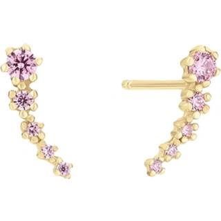 Lund Copenhagen ørestikker i 8 kt guld med pink cubic zirkonia