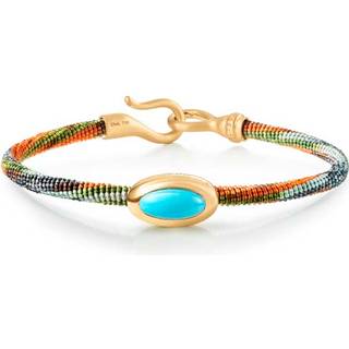 OLE LYNGGAARD COPENHAGEN Life armbånd, håndknyttet reb, Tropic. Turkis fatning i 18 karat rødguld