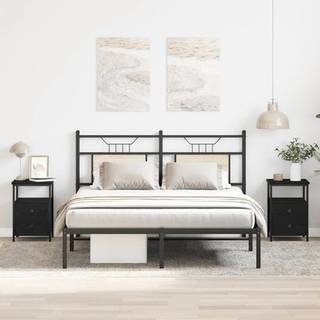 sengeborde 2 stk. sort eg 34x35,5x50 cm konstrueret træ