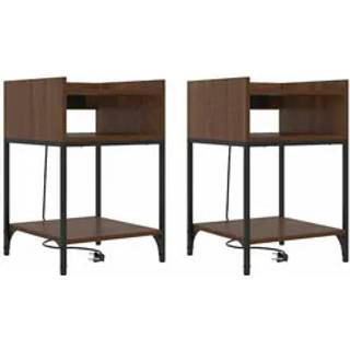 Natskab med hylde 2 pcs Brun eg 40 x 40 x 61 cm Konstrueret træ