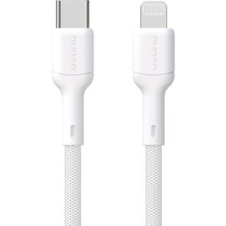 Dudao L9X USB-C 2.0 til Lightning lade- og datakabel, tekstil, hvid, 2m