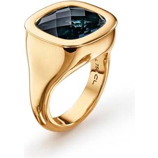 OLE LYNGGAARD COPENHAGEN OL Ring Cushion 18 karat yellow gold, London blue topaz 12x13mm, polished - Str. 58