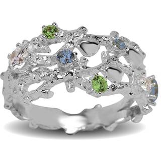 Blossom Copenhagen Radiance Reef ring i sølv med grøn, blå, hvid med cubic zirkonia - Str. 53