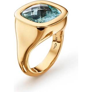 OLE LYNGGAARD COPENHAGEN OL Ring Cushion 18 karat yellow gold aquamarine 12x13mm, polished - Str. 48