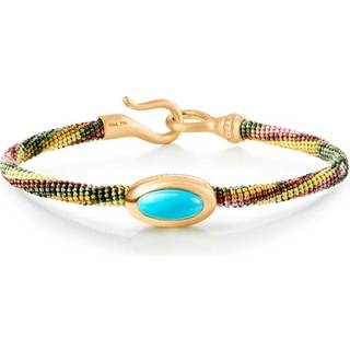 OLE LYNGGAARD COPENHAGEN Life armbånd, håndknyttet reb, Plum. Turkis fatning i 18 karat rødguld